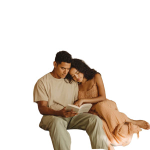 Cozy Couple Reading V2 Vinyl Car Decal Sticker – Waterproof & UV-Resistant 3.4133333333333336"