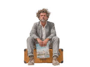 Frustrated Man Waiting Vinyl Car Decal Sticker – Waterproof & UV-Resistant 6.1866666666666665"