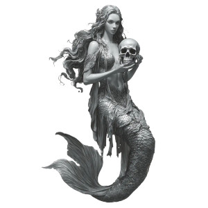 Mermaid With Skull V2 Vinyl Car Decal Sticker – Waterproof & UV-Resistant 3.4133333333333336"