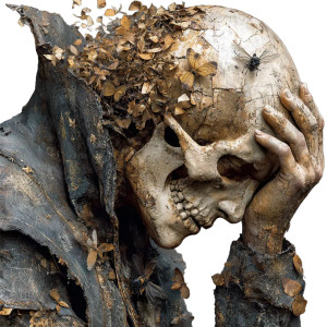 Decaying Skull Humanoid Vinyl Car Decal Sticker – Waterproof & UV-Resistant 6.826666666666667"