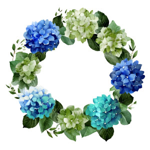 Hydrangea Wreath Vinyl Car Decal Sticker – Waterproof & UV-Resistant 3.4133333333333336"
