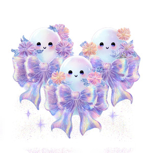 Pastel Gothic Ghosts V2 Vinyl Car Decal Sticker – Waterproof & UV-Resistant 3.4133333333333336"