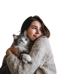 Woman With Cat V47 Vinyl Car Decal Sticker – Waterproof & UV-Resistant 4.0"