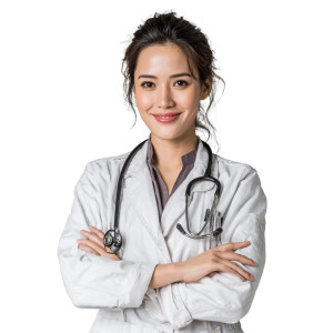 Smiling Asian Nurse Vinyl Car Decal Sticker – Waterproof & UV-Resistant 3.4133333333333336"