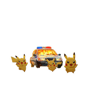 Burning Police Car Pikachu Vinyl Car Decal Sticker – Waterproof & UV-Resistant 6.826666666666667"