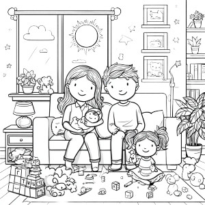 Cozy Family Scene Vinyl Car Decal Sticker – Waterproof & UV-Resistant 6.826666666666667"