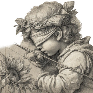 Blindfolded Angel Archer Vinyl Car Decal Sticker – Waterproof & UV-Resistant 3.4133333333333336"