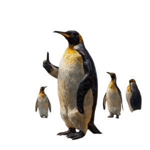Rude King Penguin Vinyl Car Decal Sticker – Waterproof & UV-Resistant 3.4133333333333336"