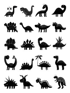 Whimsical Dinosaur Icons Vinyl Car Decal Sticker – Waterproof & UV-Resistant 8.213333333333333"