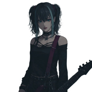 Gothic Guitar Girl Vinyl Car Decal Sticker – Waterproof & UV-Resistant 3.4133333333333336"