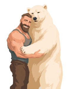 Man Hugs Polar Bear V2 Vinyl Car Decal Sticker – Waterproof & UV-Resistant 4.1066666666666665"