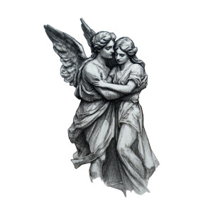Angel Embrace Tattoo Vinyl Car Decal Sticker – Waterproof & UV-Resistant 3.4133333333333336"