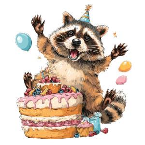 Raccoon Cake Jump Vinyl Car Decal Sticker – Waterproof & UV-Resistant 3.4133333333333336" Raccoon Cake Jump Vinyl Car Decal Sticker – Waterproof & UV-Resistant 3.4133333333333336"