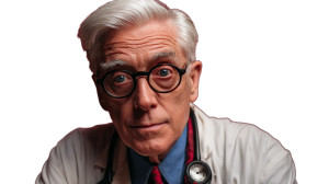 Elderly Doctor Portrait V4 Vinyl Car Decal Sticker – Waterproof & UV-Resistant 2.72"