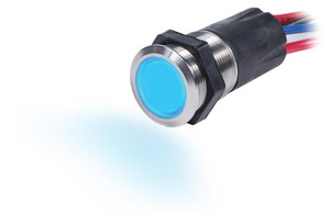 Blue Sea Push Button Switch | Backlit Blue & Red, Stainless Steel | 15 Amps