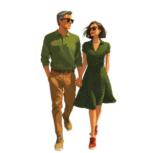 Couple Walking Handheld Vinyl Car Decal Sticker – Waterproof & UV-Resistant 3.4133333333333336"