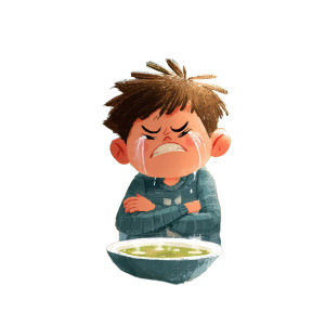 Crying Boy At Table Vinyl Car Decal Sticker – Waterproof & UV-Resistant 3.4133333333333336"