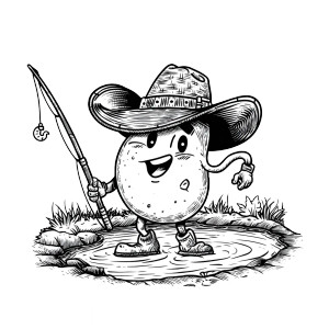 Cowboy Potato Fisher V2 Vinyl Car Decal Sticker – Waterproof & UV-Resistant 3.4133333333333336"