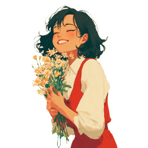 Girl With Flowers V10 Vinyl Car Decal Sticker – Waterproof & UV-Resistant 3.4133333333333336"