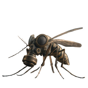 Mosquito In Gas Mask Vinyl Car Decal Sticker – Waterproof & UV-Resistant 3.4133333333333336"