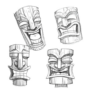 Happy Tiki Head Vinyl Car Decal Sticker – Waterproof & UV-Resistant 3.4133333333333336"