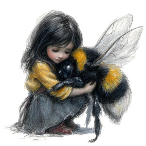 Girl Hugging Bee Vinyl Car Decal Sticker – Waterproof & UV-Resistant 3.4133333333333336" Girl Hugging Bee Vinyl Car Decal Sticker – Waterproof & UV-Resistant 3.4133333333333336"