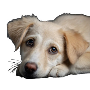 Sad Cream Puppy Vinyl Car Decal Sticker – Waterproof & UV-Resistant 3.4133333333333336"