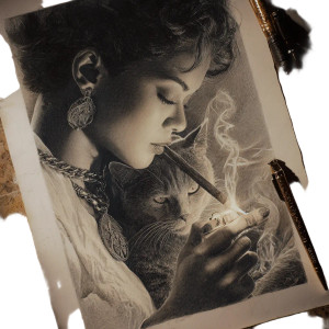 Elegant Smoking Woman V7 Vinyl Car Decal Sticker – Waterproof & UV-Resistant 6.826666666666667"