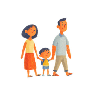 Family Morning Walk Vinyl Car Decal Sticker – Waterproof & UV-Resistant 3.4133333333333336"