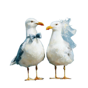 Wedding Seagulls Vinyl Car Decal Sticker – Waterproof & UV-Resistant 3.4133333333333336"