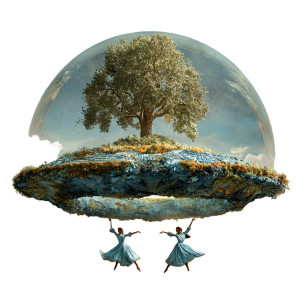 Dancers Under Saucer Vinyl Car Decal Sticker – Waterproof & UV-Resistant 3.4133333333333336"