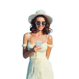 Smiling Girl Phone Vinyl Car Decal Sticker – Waterproof & UV-Resistant 6.826666666666667"