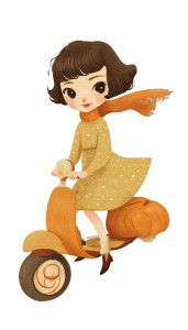 Kawaii Pumpkin Scooter Vinyl Car Decal Sticker – Waterproof & UV-Resistant 4.8533333333333335"