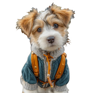 Puppy In Clothes Vinyl Car Decal Sticker – Waterproof & UV-Resistant 3.4133333333333336"