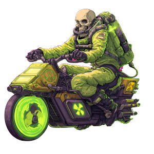 Radioactive Skeleton Rider Vinyl Car Decal Sticker – Waterproof & UV-Resistant 3.4133333333333336"