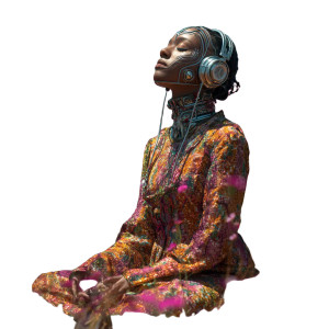 Afrofuturism Meditation Vinyl Car Decal Sticker – Waterproof & UV-Resistant 3.4133333333333336"