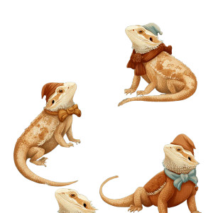 Festive Bearded Dragons Vinyl Car Decal Sticker – Waterproof & UV-Resistant 6.826666666666667"