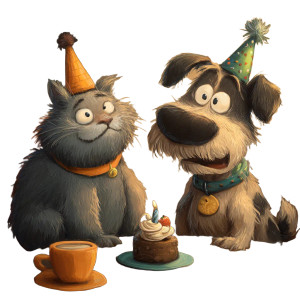 Cat Dog Birthday Vinyl Car Decal Sticker – Waterproof & UV-Resistant 3.4133333333333336"