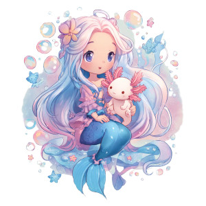 Mermaid With Axolotl Vinyl Car Decal Sticker – Waterproof & UV-Resistant 3.4133333333333336"