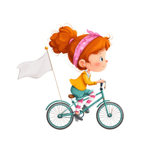 Cartoon Girl Cycling Vinyl Car Decal Sticker – Waterproof & UV-Resistant 3.4133333333333336"