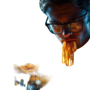 Frustrated Spaghetti Eater Vinyl Car Decal Sticker – Waterproof & UV-Resistant 6.826666666666667"
