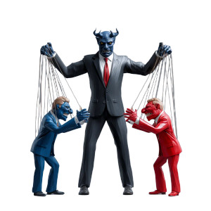 Demonic Businessman Puppeteer Vinyl Car Decal Sticker – Waterproof & UV-Resistant 3.4133333333333336"