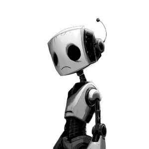 Sad Robot V4 Vinyl Car Decal Sticker – Waterproof & UV-Resistant 3.4133333333333336"