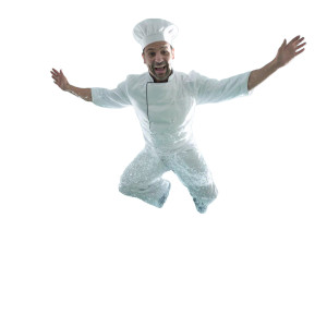 Joyful Chef Jumping Vinyl Car Decal Sticker – Waterproof & UV-Resistant 6.826666666666667"