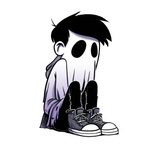 Emo Ghost Cartoon Vinyl Car Decal Sticker – Waterproof & UV-Resistant 3.4133333333333336"