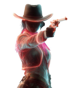 Neon Gunslinger Vinyl Car Decal Sticker – Waterproof & UV-Resistant 8.0"