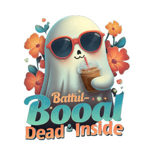 Cute Ghost Sipping V2 Vinyl Car Decal Sticker – Waterproof & UV-Resistant 3.4133333333333336"