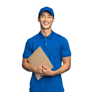 Smiling Courier Delivery Vinyl Car Decal Sticker – Waterproof & UV-Resistant 3.4133333333333336"