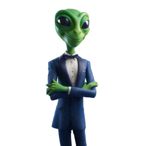 Alien In Tuxedo V2 Vinyl Car Decal Sticker – Waterproof & UV-Resistant 3.4133333333333336"