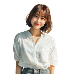 Japanese Woman Smiling V22 Vinyl Car Decal Sticker – Waterproof & UV-Resistant 3.4133333333333336"